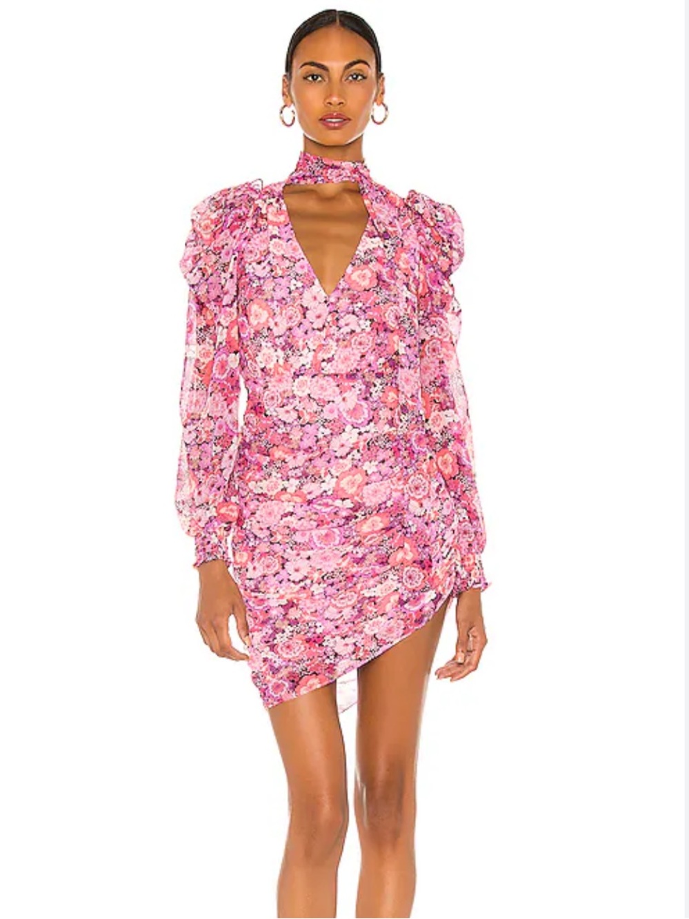 NWT For Love And Lemons Pink Floral Mini Dress - Picture 2 of 5